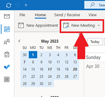 Screenshot showing where New Meeting button is located
